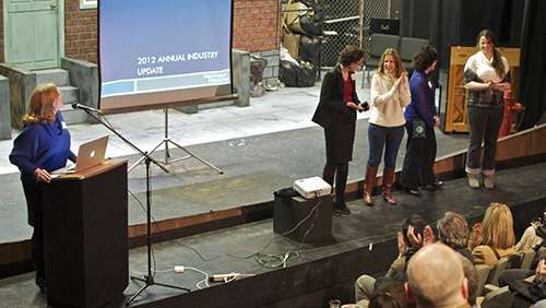 Executive Director, Amy Lillard, and Filmworks staff: Julie Daman, Krys Karns, Cris Walters and Jessie Wilson.