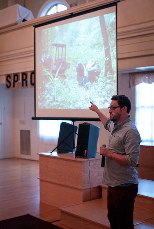 Winning filmmaker, Ian Bell, presents on his project.