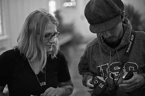 Eslyn and Zack Cohen on set. Photo: Sean O'Malley.