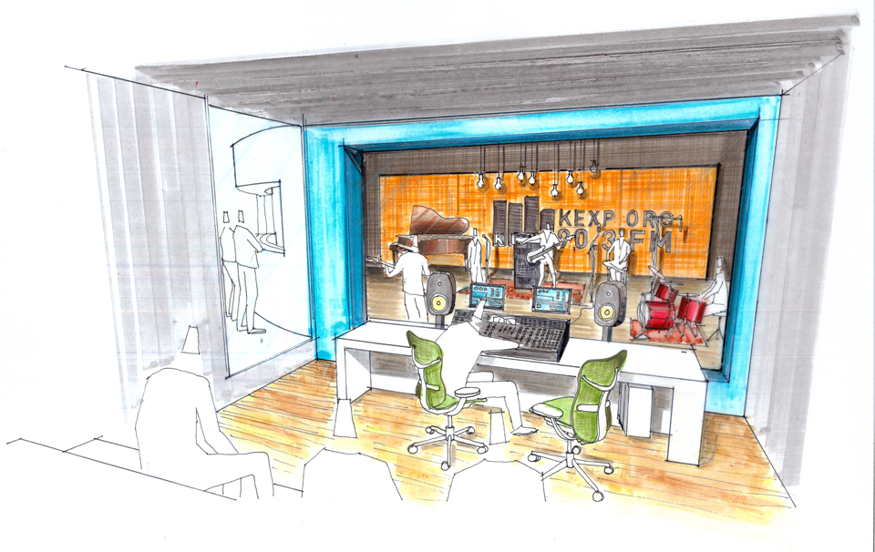 An artist rendering of the Live Room and Viewing Area. Courtesy of SkB Architects.