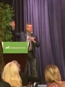 Producer Michael Uslan delivers the keynote speech.