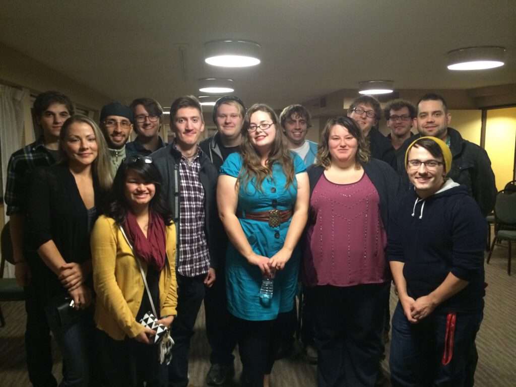 Producer Lacey Leavitt with Eastern Washington University film students.