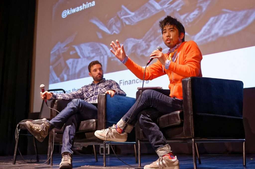 Copyright 2015 Sundance Institute | Photo by Charles Ramirez-Berg. From left to right: Chris Horton, Kevin Iwashina. Photo taken at our 2015 Artist Services Workshop in Austin, Texas.